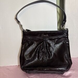 Vintage Coach Ashley Mahogany Brown Patent Leather Shoulder HandBag Purse